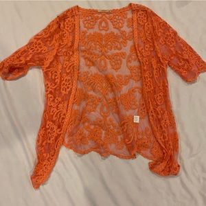 Lacey, Coral colored Cardigan. Size S.